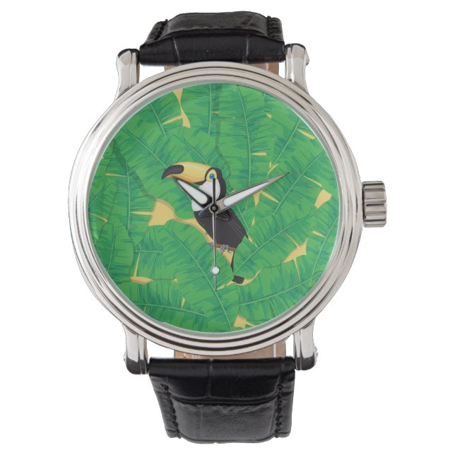 Toucan and banana leaves watch (Front)