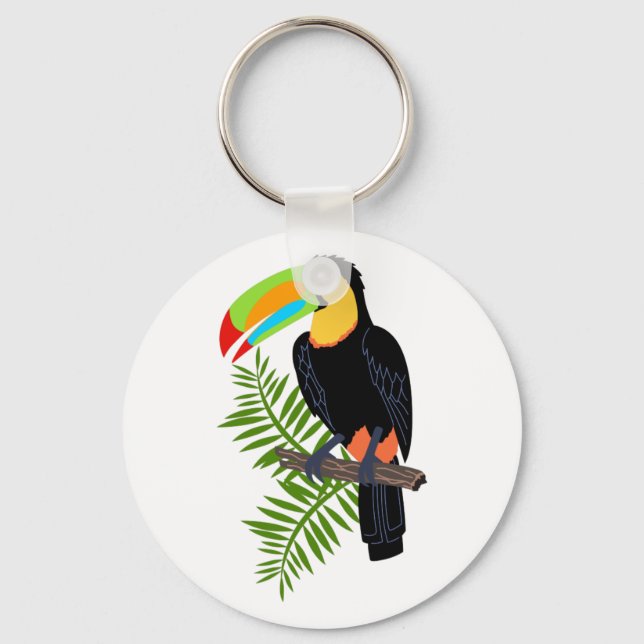 TOUCAN AND PALM LEAVES KEYCHAIN (Front)