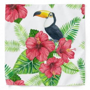 Toucan and tropical bouquet bandana