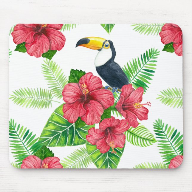 Toucan and tropical bouquet mouse pad (Front)