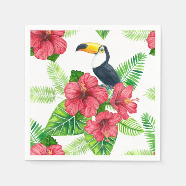 Toucan and tropical bouquet napkins (Front)
