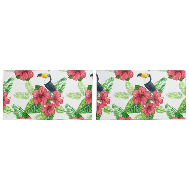 Toucan and tropical bouquet pillow case (Front-Set)