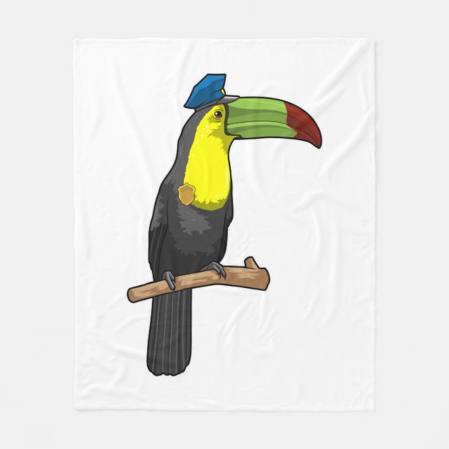 Toucan as Police officer Police Fleece Blanket (Front)
