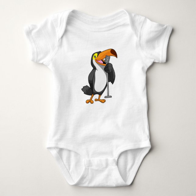 Toucan at Music with Microphone Baby Bodysuit (Front)