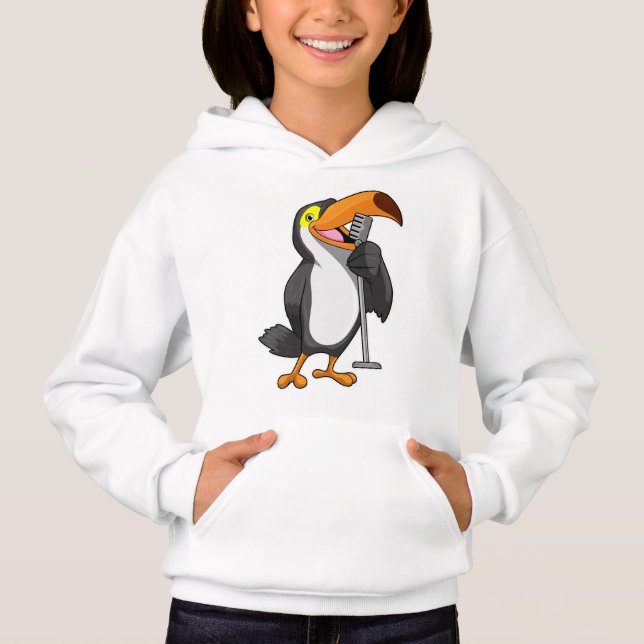 Toucan at Music with Microphone Hoodie (Front)