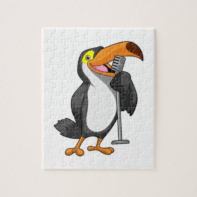 Toucan at Music with Microphone Jigsaw Puzzle (Vertical)