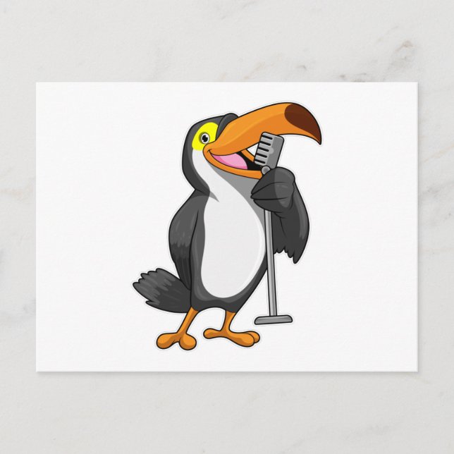 Toucan at Music with Microphone Postcard (Front)