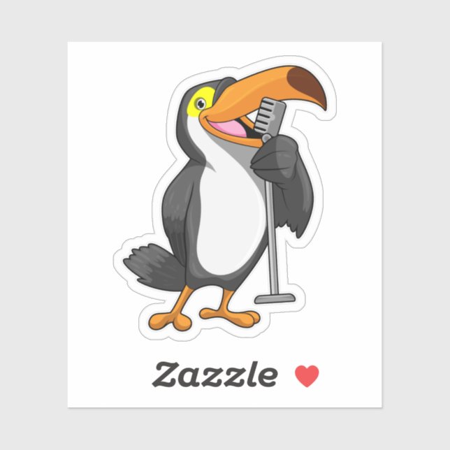 Toucan at Music with Microphone Sticker (Sheet)