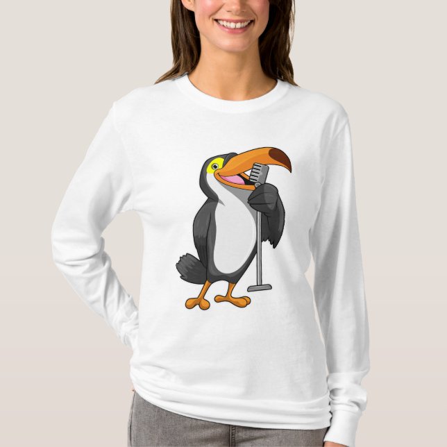 Toucan at Music with Microphone T-Shirt (Front)