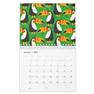 Toucan Bird Beak Green Leaves Tropical Animals Calendar