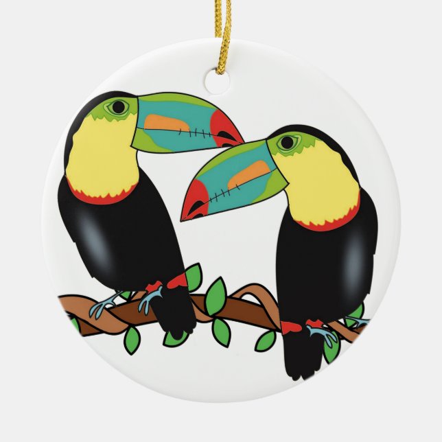 Toucan bird love art ceramic ornament (Front)