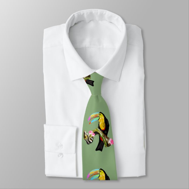 Toucan Bird Neck Tie - Your Colors (Tied)