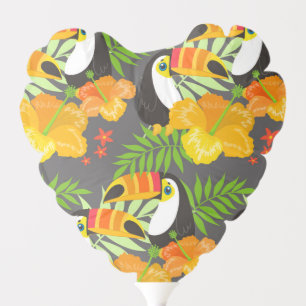 Toucan Bird Orange Tropical Flowers Green Leaves Balloon