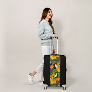 Toucan Bird Orange Tropical Flowers Green Leaves Luggage