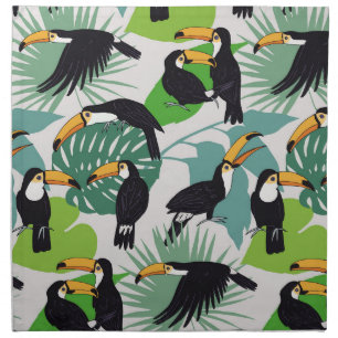 Toucan Bird: Palm Leaves Pattern Cloth Napkin