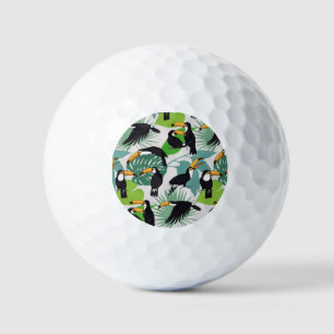 Toucan Bird: Palm Leaves Pattern Golf Balls