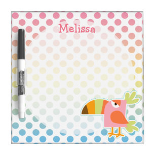 Toucan Bird Polka Dot Personalized Dry-Erase Board