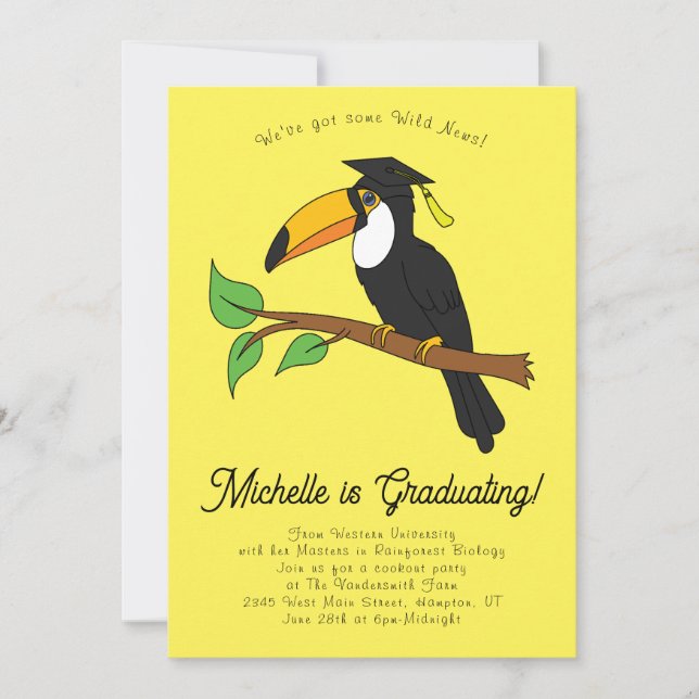 Toucan Bird Rainforest Graduation Party Invitation (Front)