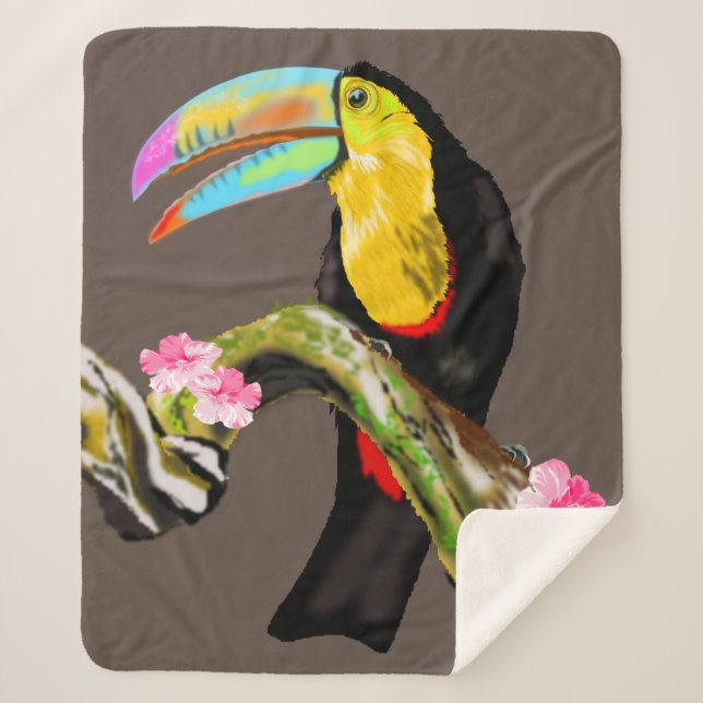 Toucan Bird Sherpa Blanket  (Front)