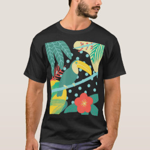 Toucan Bird Tropical Cute Palm Leaf Flower Nature T-Shirt