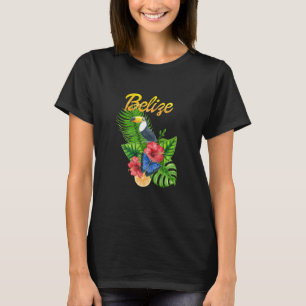 Toucan Bird Tropical Flowers Belize Travel Souveni T-Shirt