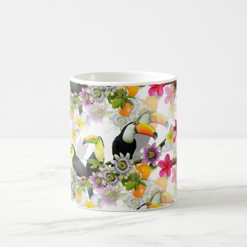 Toucan Birds Passion Flowers Plumeria Tropical C Coffee Mug