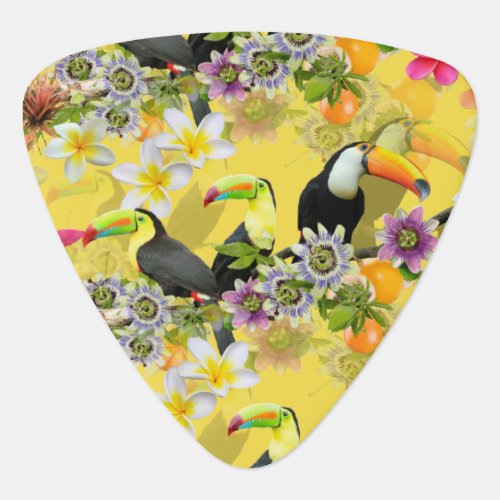 Toucan Birds Passion Flowers Plumeria Tropical G Guitar Pick