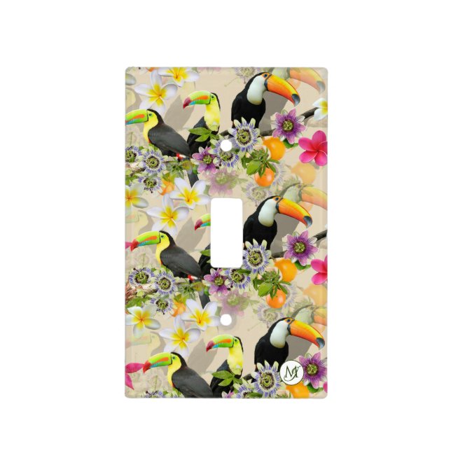 Toucan Birds, Passion Flowers, Plumeria Tropical L Light Switch Cover (Front)