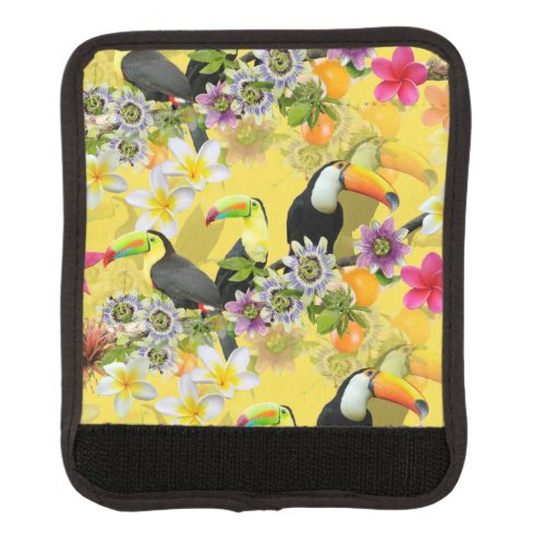 Toucan Birds Passion Flowers Plumeria Tropical L Luggage Handle Wrap