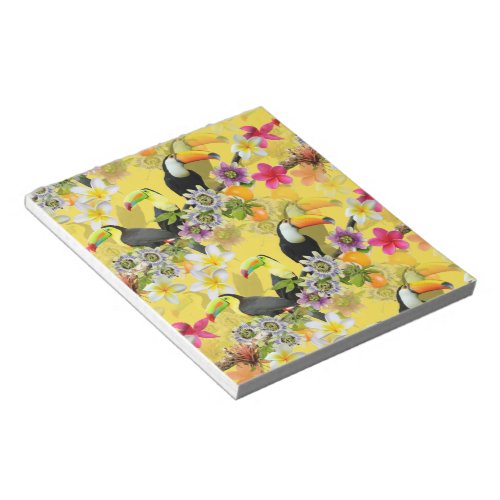 Toucan Birds Passion Flowers Plumeria Tropical N Notepad