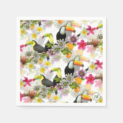 Toucan Birds Passion Flowers Plumeria Tropical P Napkins