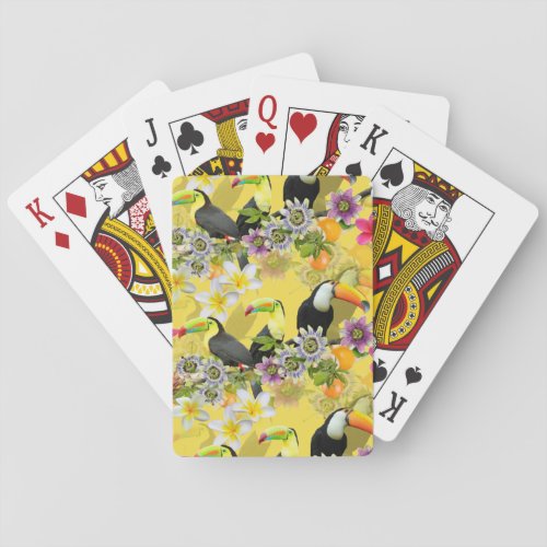 Toucan Birds Passion Flowers Plumeria Tropical P Poker Cards