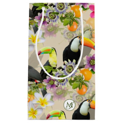 Toucan Birds Passion Flowers Plumeria Tropical S Small Gift Bag
