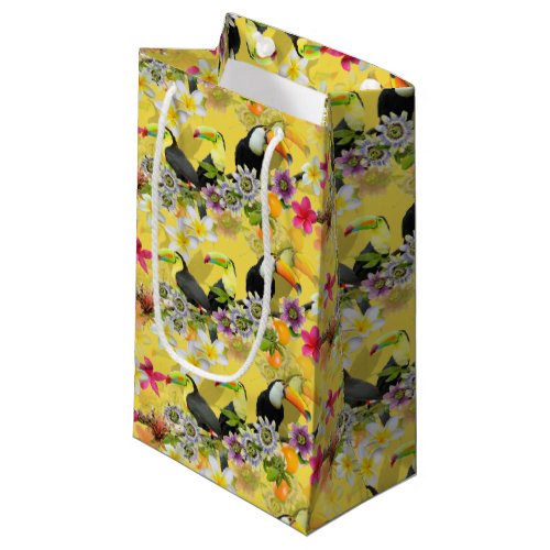 Toucan Birds Passion Flowers Plumeria Tropical S Small Gift Bag