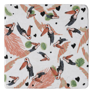 Toucan Birds Summer Tropical Greenery Art Trivet