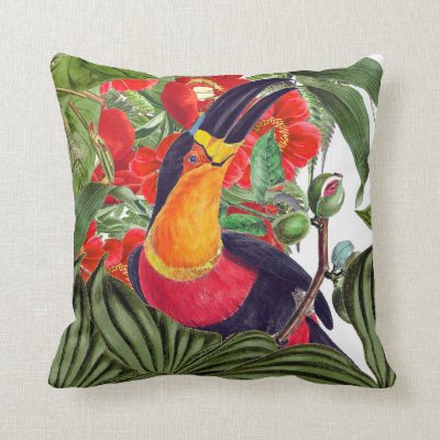 Toucan Birds Wildlife Flowers Animals Throw Pillow