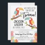 Toucan Birthday Invitation Brothers Boy Twocan<br><div class="desc">♥️ This adorable Toucan invitation is great for a brother's birthday party themed with boy toucans and tropical leaves. A matching design is included for the backside. ♥️ Make this design personally yours by easily adding your party details. Just click the "Personalize" button to begin editing. ♥️ Check out the...</div>