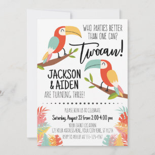 Toucan Birthday Invitation Brothers Boy Twocan