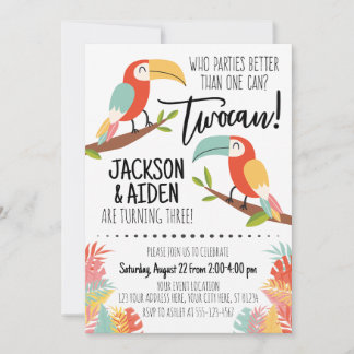 Toucan Birthday Invitation Brothers Boy Twocan