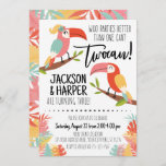 Toucan Birthday Invitation Siblings Brother Sister<br><div class="desc">♥️ This adorable Toucan invitation is great for a brother and sister's birthday party themed with a girl and boy toucan and tropical leaves. A matching design is included for the backside. ♥️ Make this design personally yours by easily adding your party details. Just click the "Personalize" button to begin...</div>
