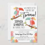 Toucan Birthday Invitation Sisters Girl Twocan<br><div class="desc">♥️ This adorable Toucan invitation is great for a sister's birthday party themed with girl toucans and tropical leaves. A matching design is included for the backside. ♥️ Make this design personally yours by easily adding your party details. Just click the "Personalize" button to begin editing. ♥️ Check out the...</div>