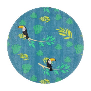 Toucan Blue and Green Tropical Rainforest Cutting Board
