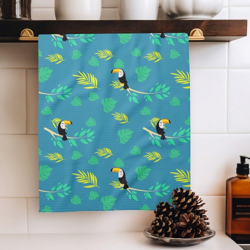 Toucan Blue and Green Tropical Rainforest Kitchen Towel