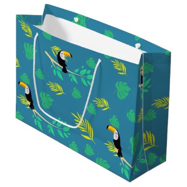 Toucan Blue and Green Tropical Rainforest Large Gift Bag