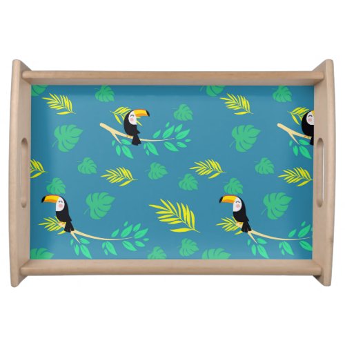 Toucan Blue and Green Tropical Rainforest Serving Tray