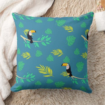 Toucan Blue and Green Tropical Rainforest Throw Pillow Toucan Blue and Green Tropical Rainforest Throw Pillow