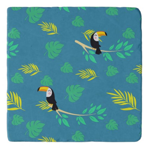 Toucan Blue and Green Tropical Rainforest Trivet