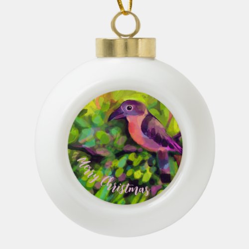 Toucan  ceramic ball christmas ornament