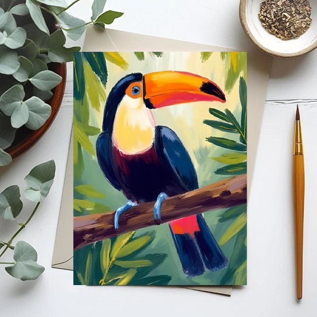 Toucan Colorful Tropical Bird Watercolor Postcard (Creator Uploaded)