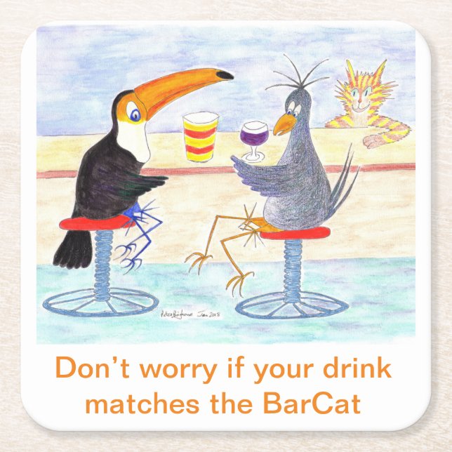 Toucan & Crow Beer Mat Square Paper Coaster (Front)